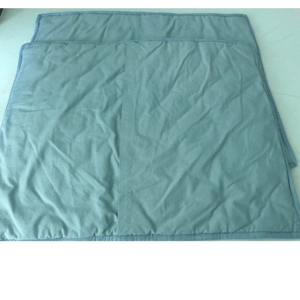 Pottery Barn Cotton Stitch Quilt Standard Shams Pair Light Blue Chambray 20x26